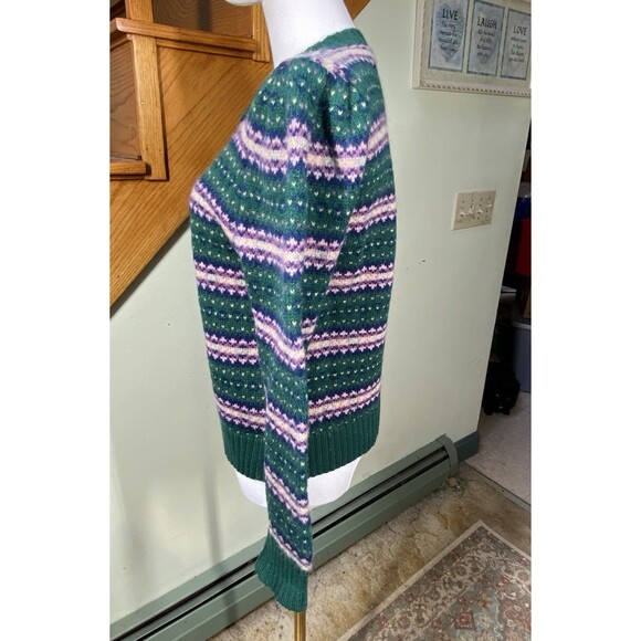 The Eagles Eye Vintage Green Sz 40 Shetland Wool Birds Eye Cardigan Sweater - Picture 4 of 10